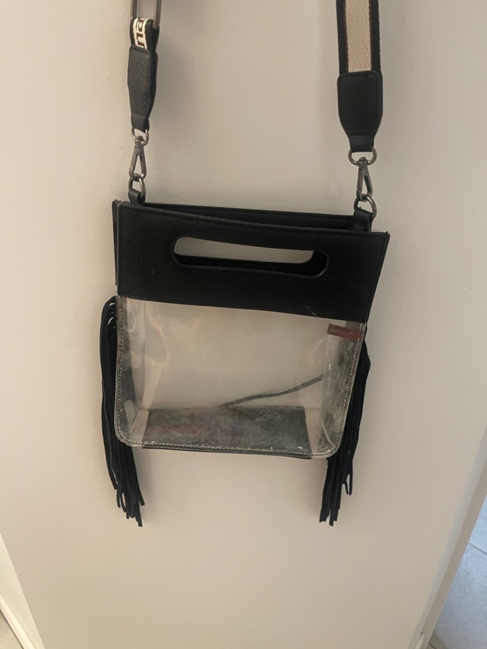 Montana West Black Clear Crossbody Bag with Fringe